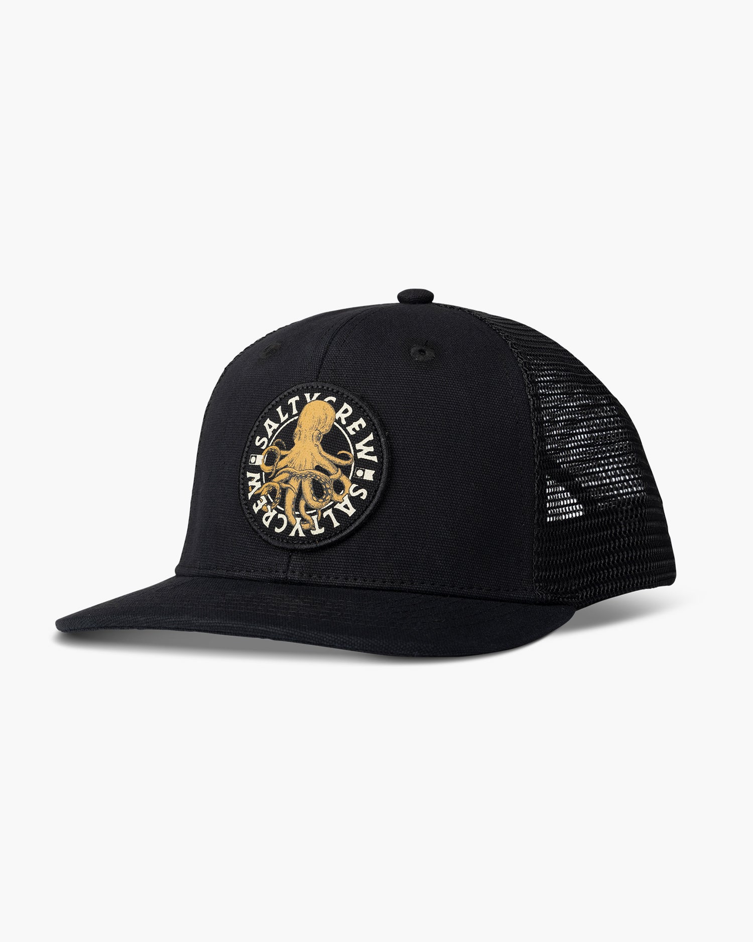 front view of Tentacles Boys Black Retro Trucker