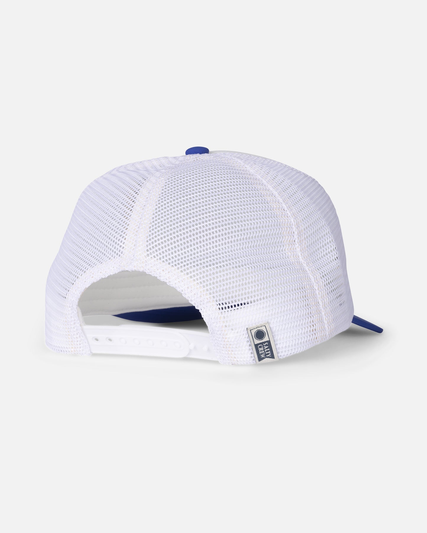 back view of Fun In The Sun Trucker Hat - Off White/Bold Blue