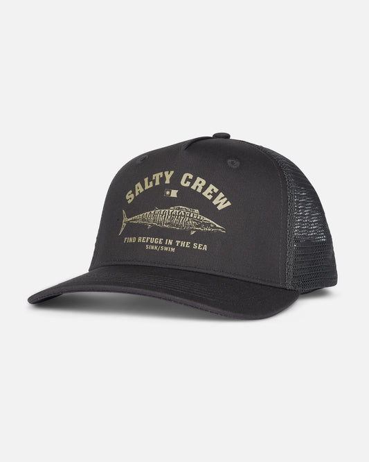 front view of Wahoo Stamp Retro Trucker - Charcoal