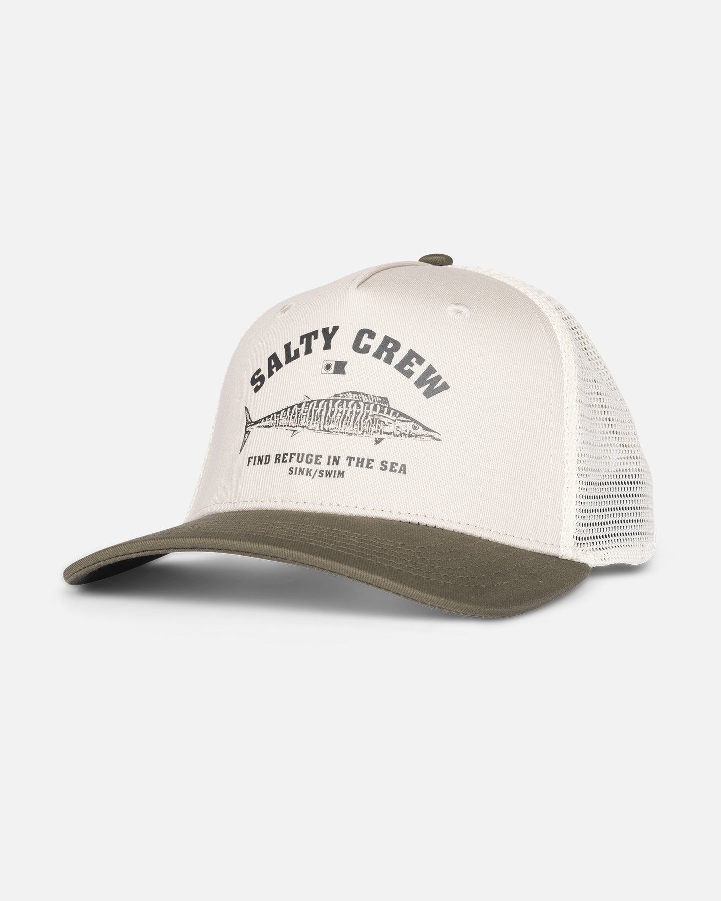 Wahoo Stamp Retro Trucker Hat - Oyster/Olive