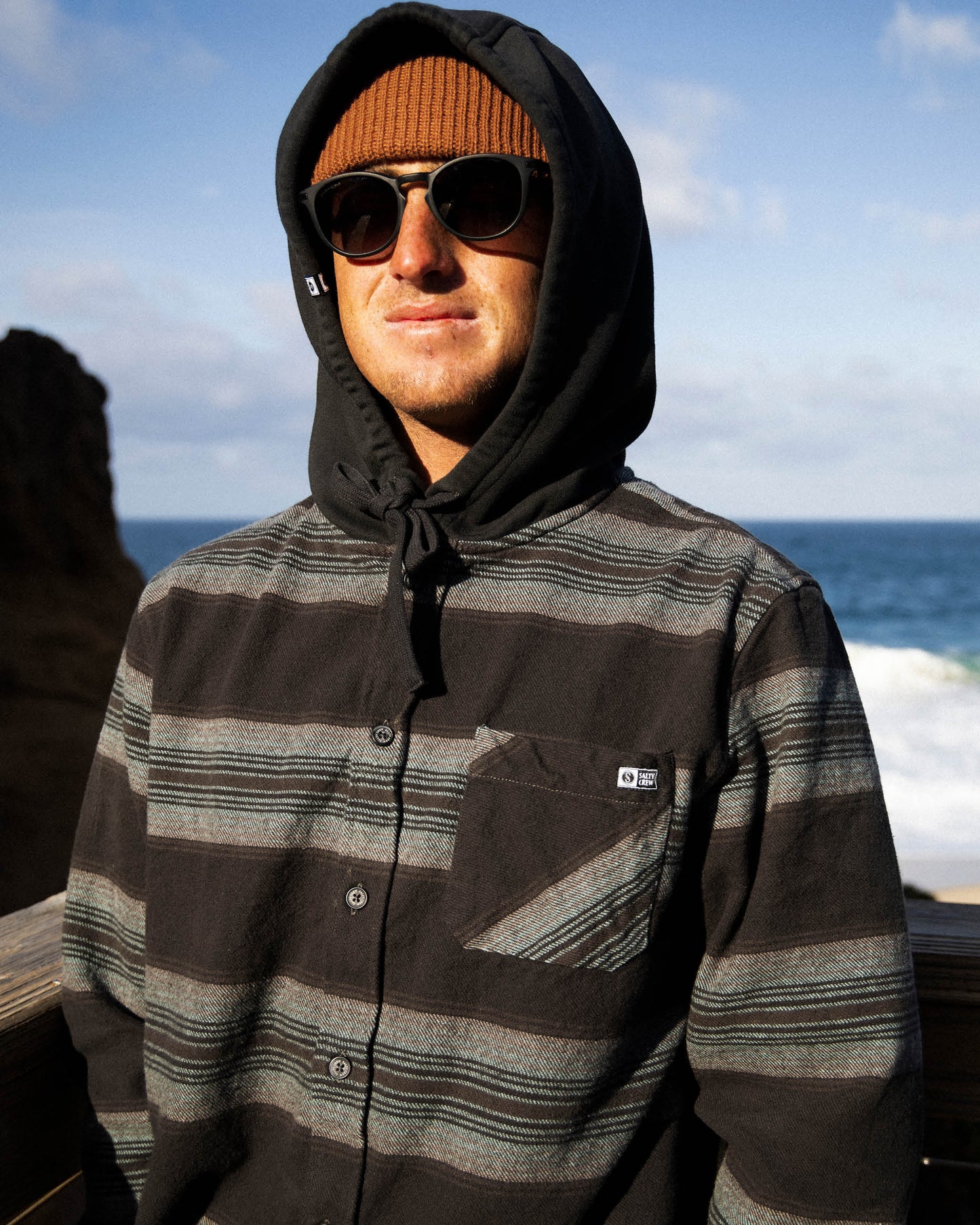 Outback Hooded Flannel - Coal