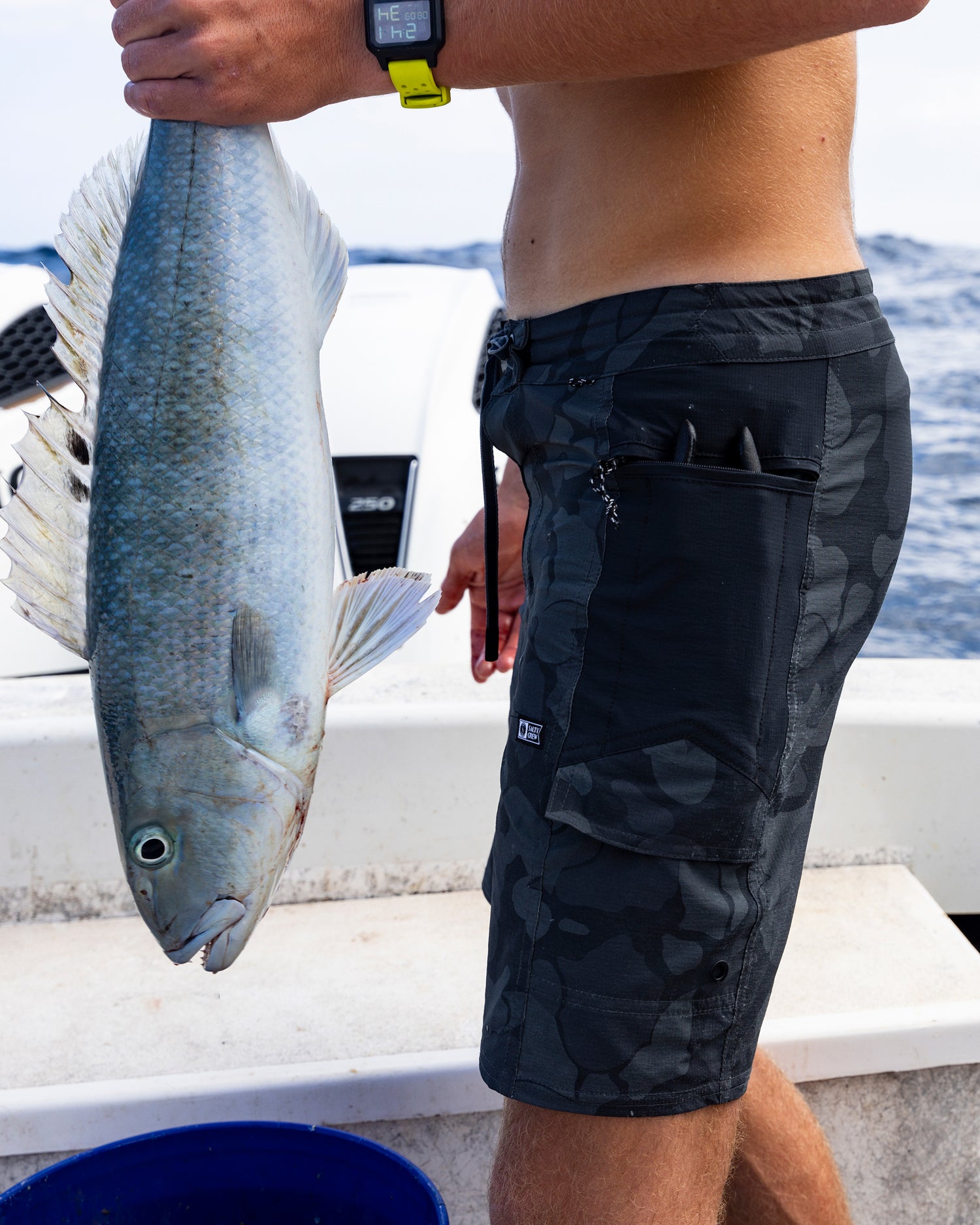 Lifestyle shot of the Flagship Boatshort - Black. 