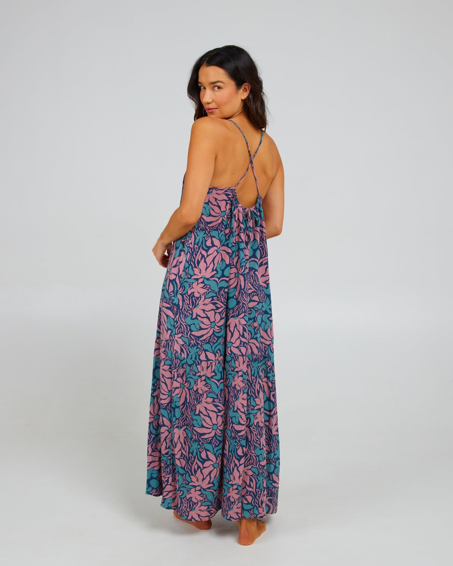 back view of Baja Rose Maxi Dress