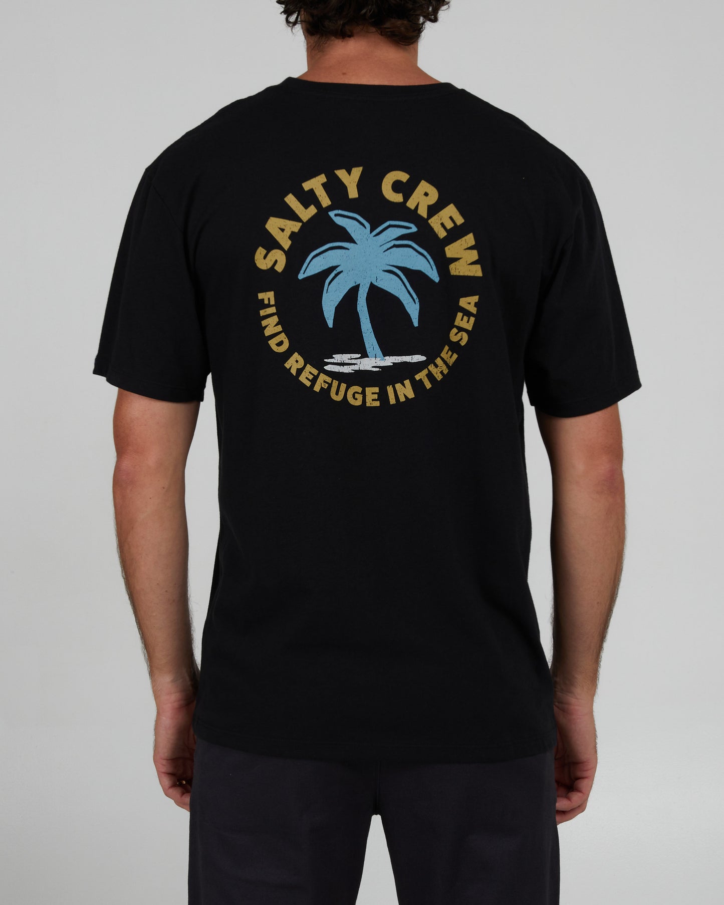 back view of Tropics Black S/S Premium Tee