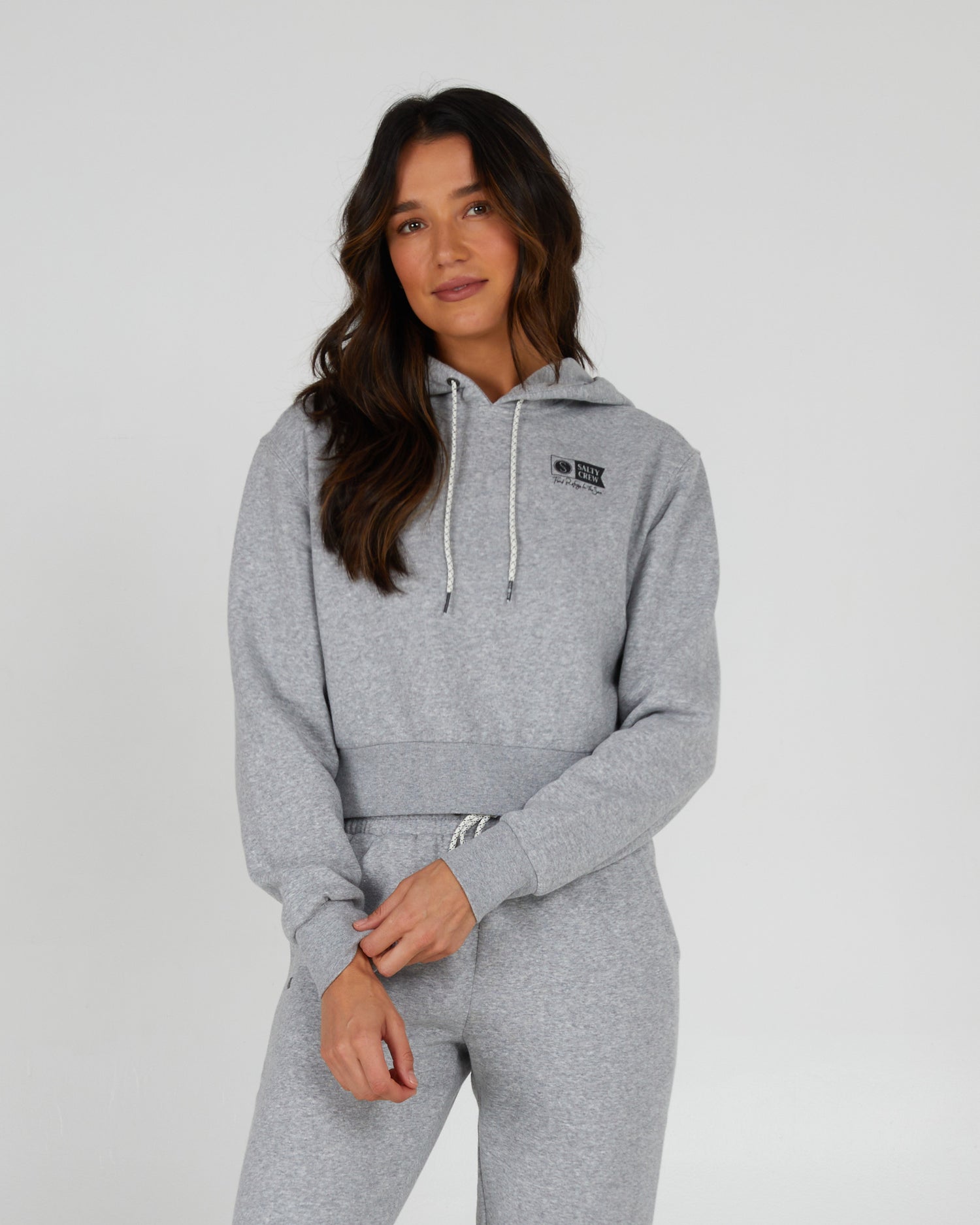 front view of Alpha Athletic Heather Crop Hoody