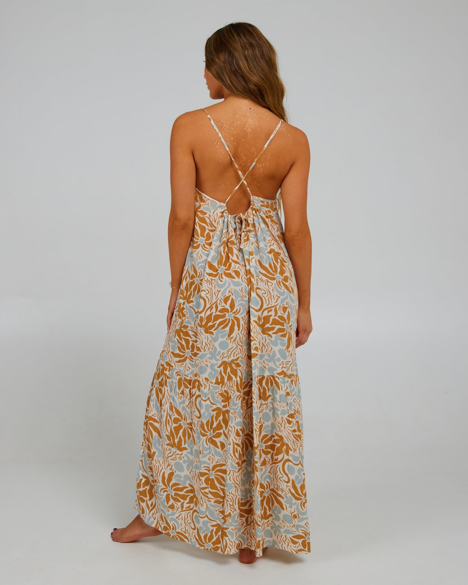 back view of Baja Off White Maxi Dress