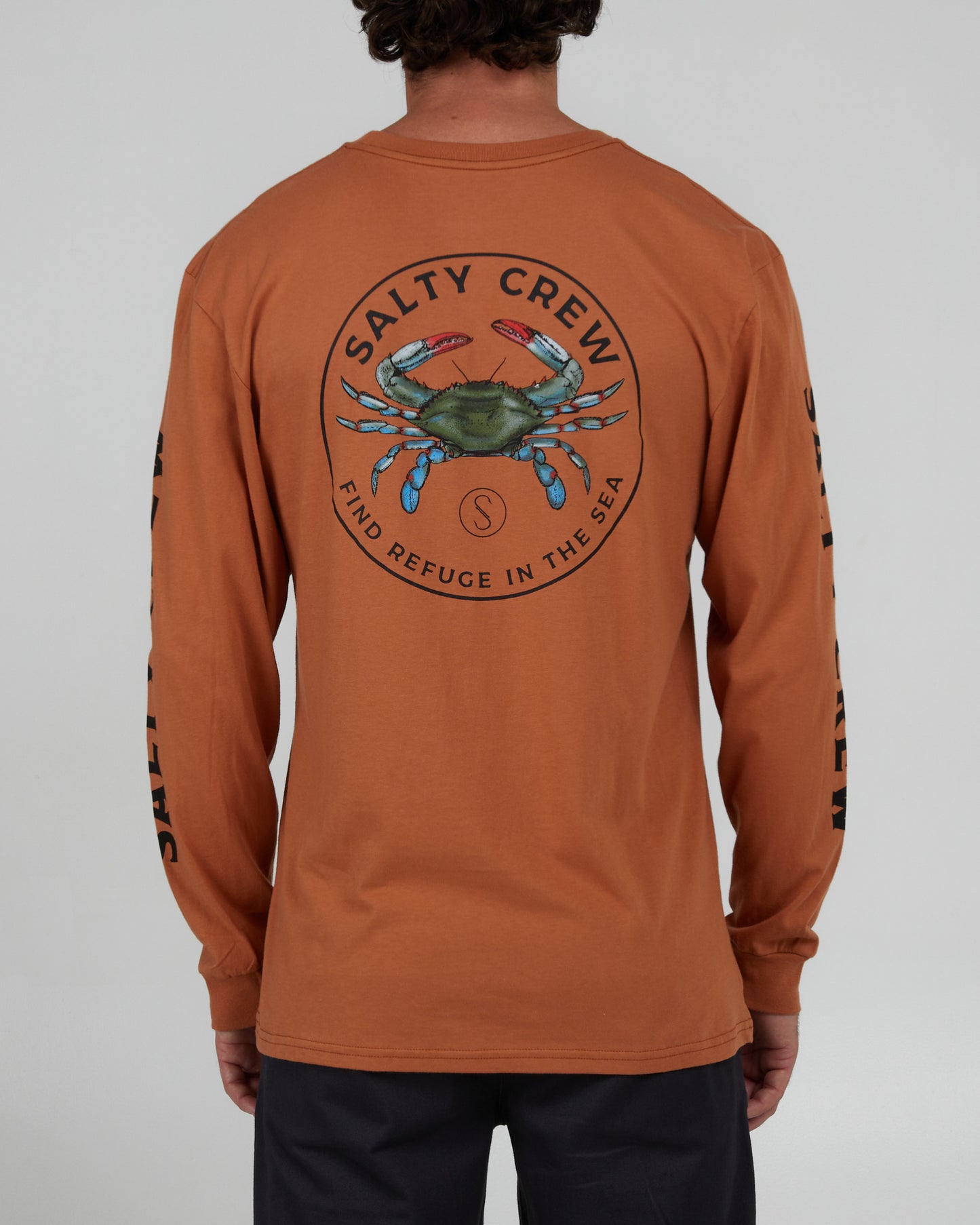 back view of Blue Crabber Sierra L/S Premium Tee