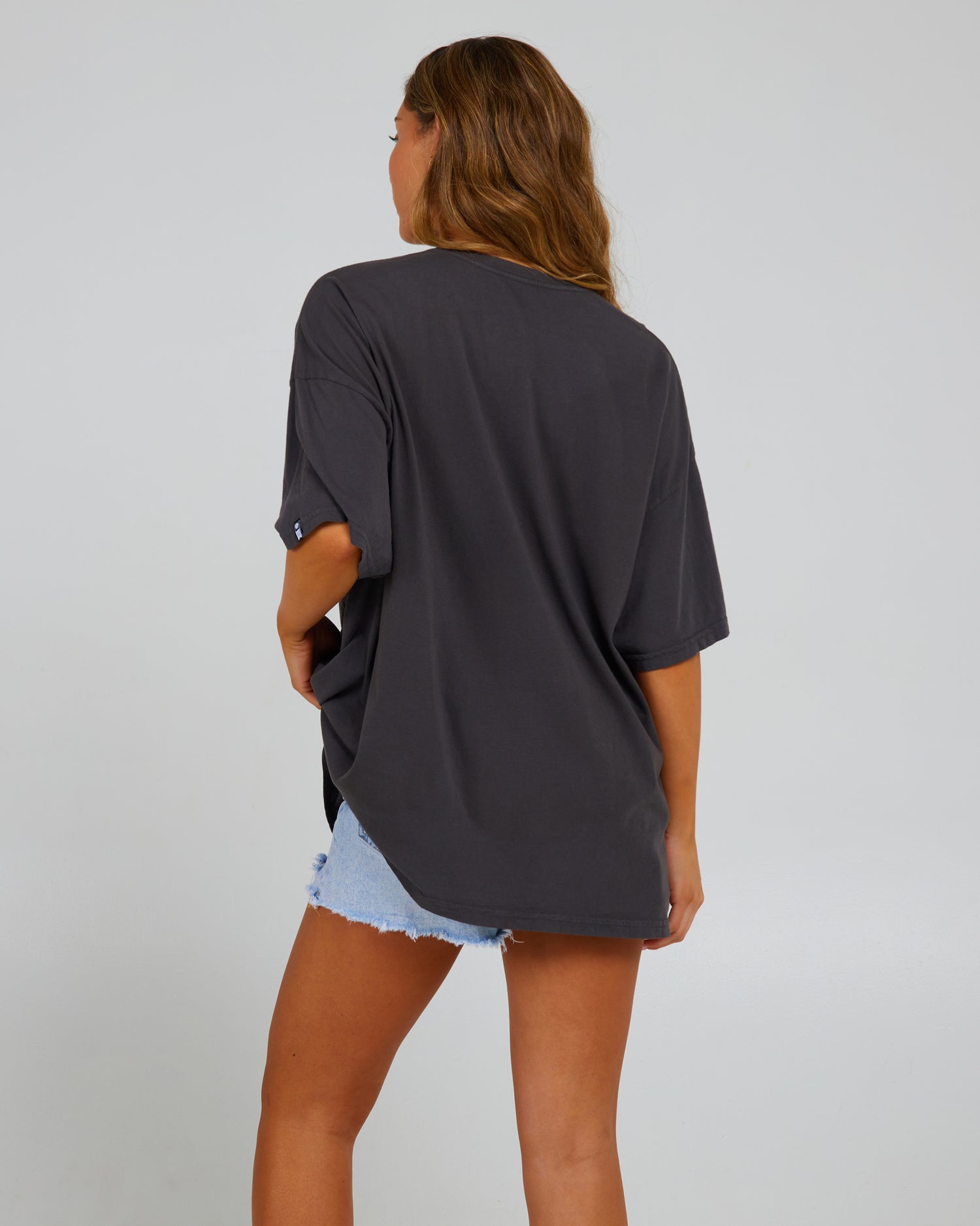 back view of Big Wave Charcoal Cover Up Tee