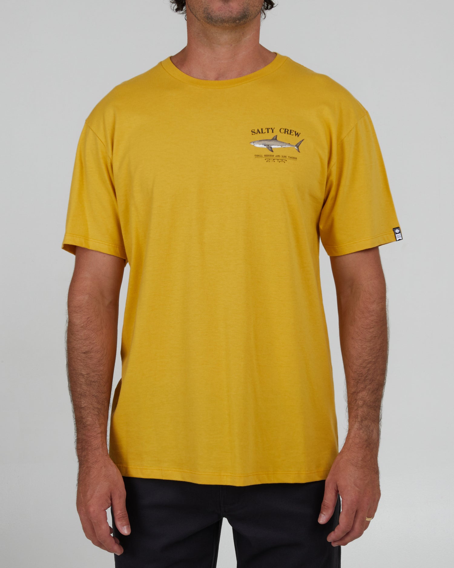 front view of Bruce Mustard S/S Premium Tee