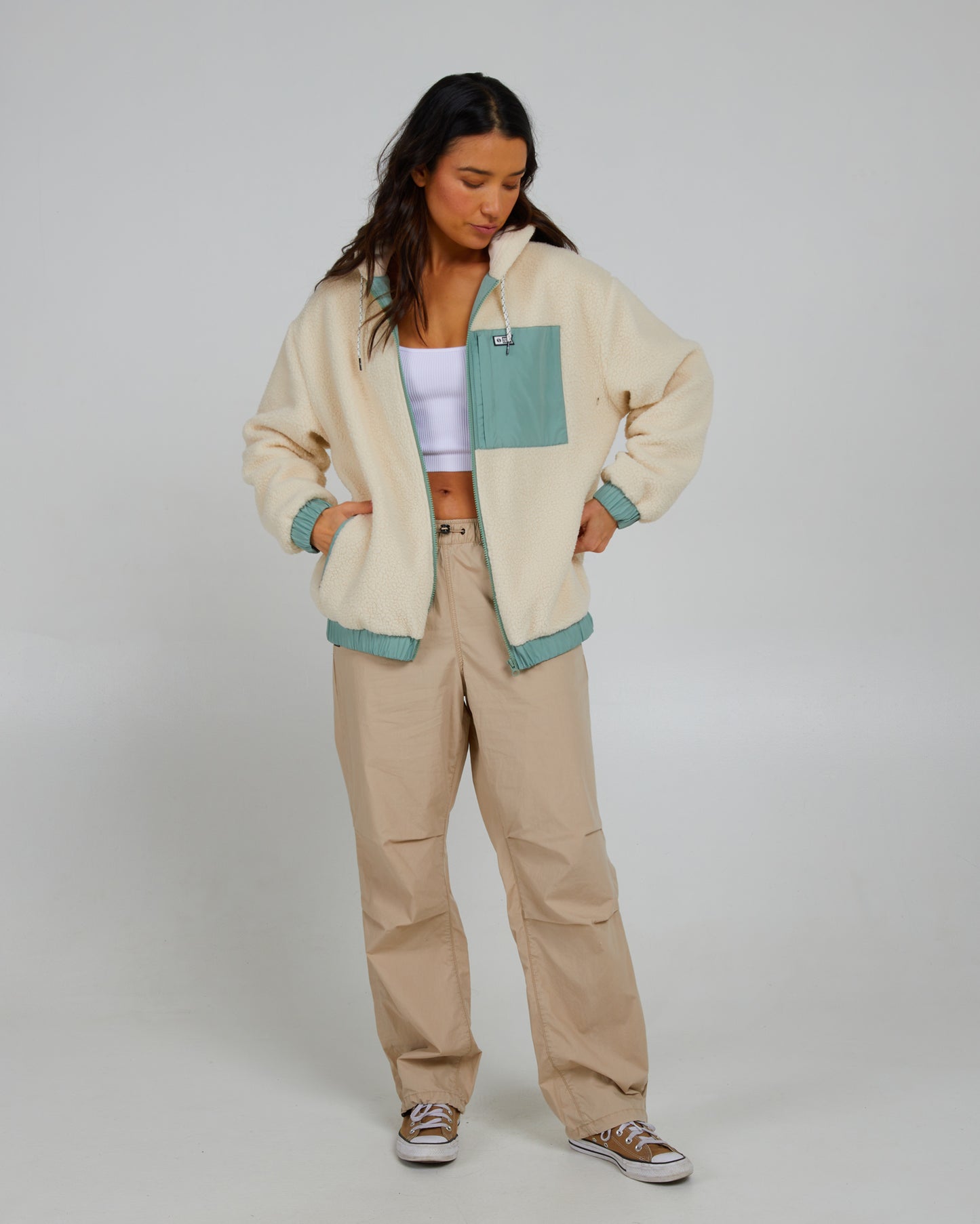 full body front view of Coastal Natural Hoody