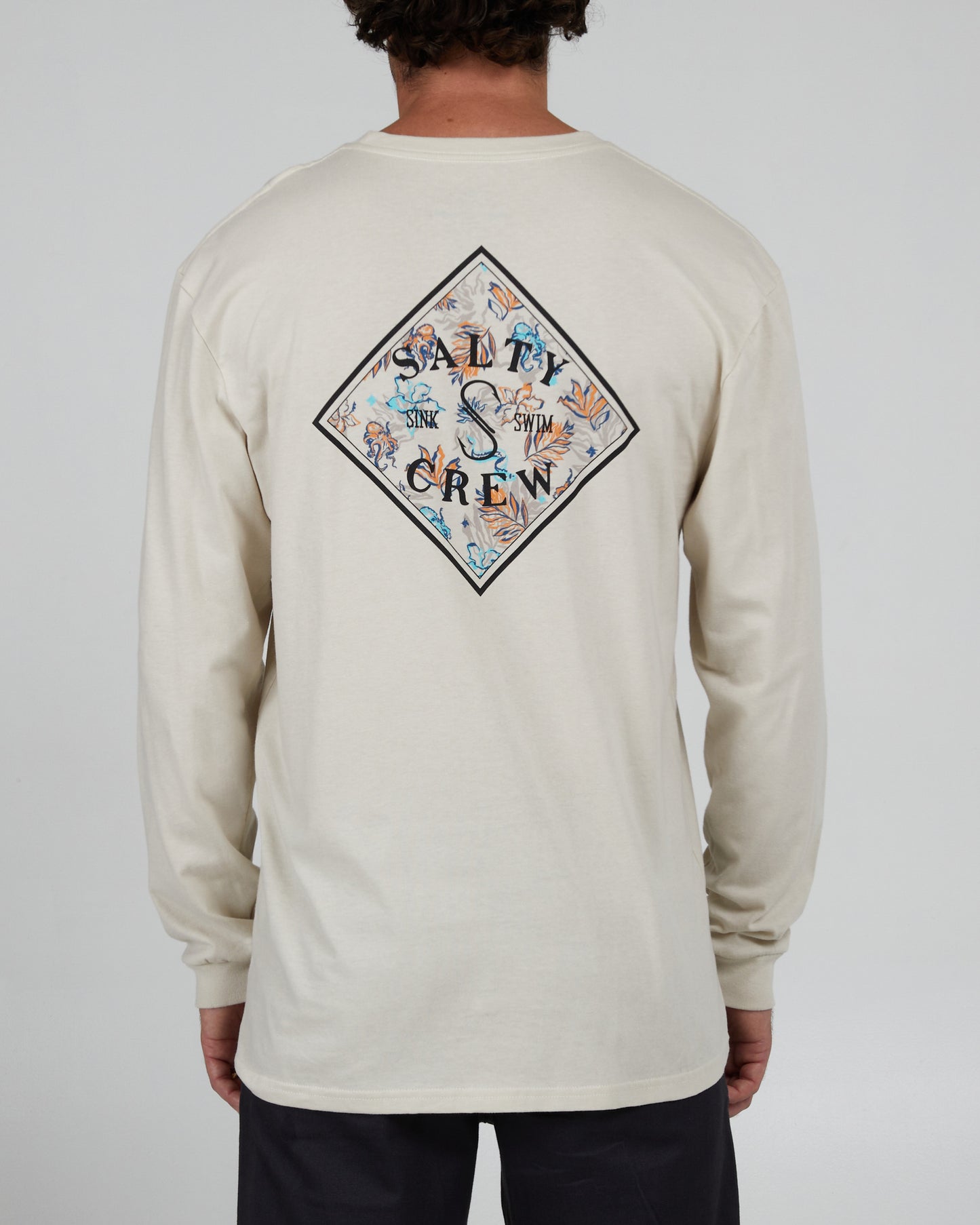 back view of Choppy Tippet Fill Bone L/S Premium Tee