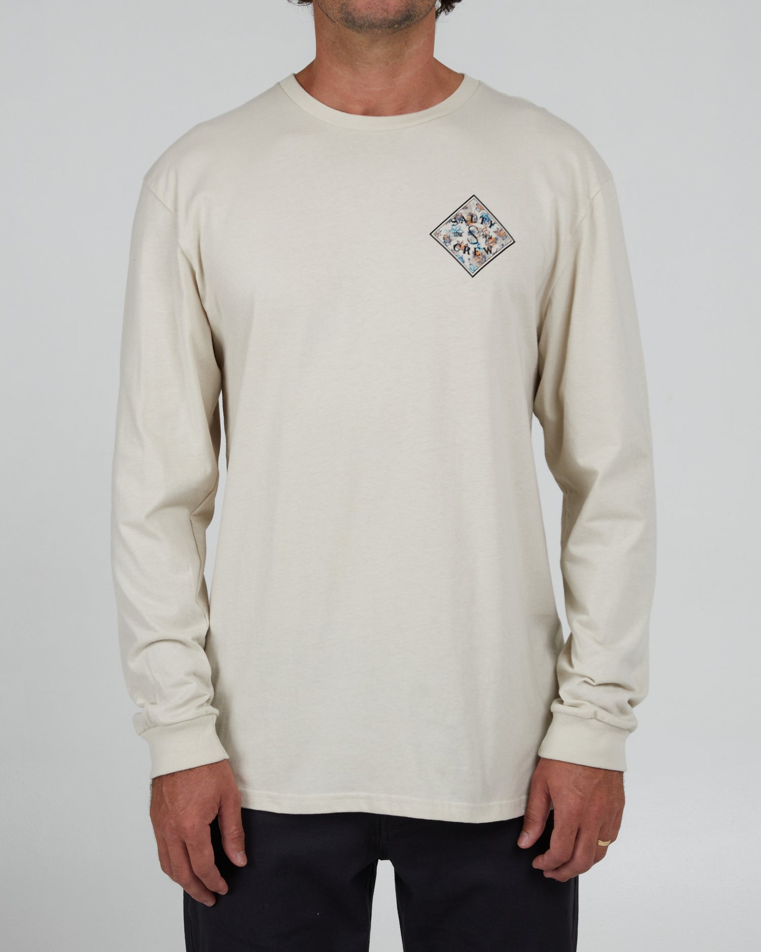 front view of Choppy Tippet Fill Bone L/S Premium Tee