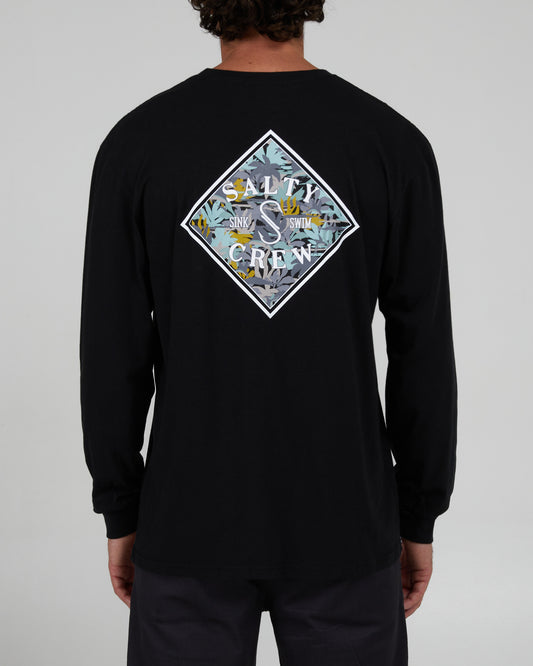 back view of Choppy Tippet Fill Black L/S Premium Tee