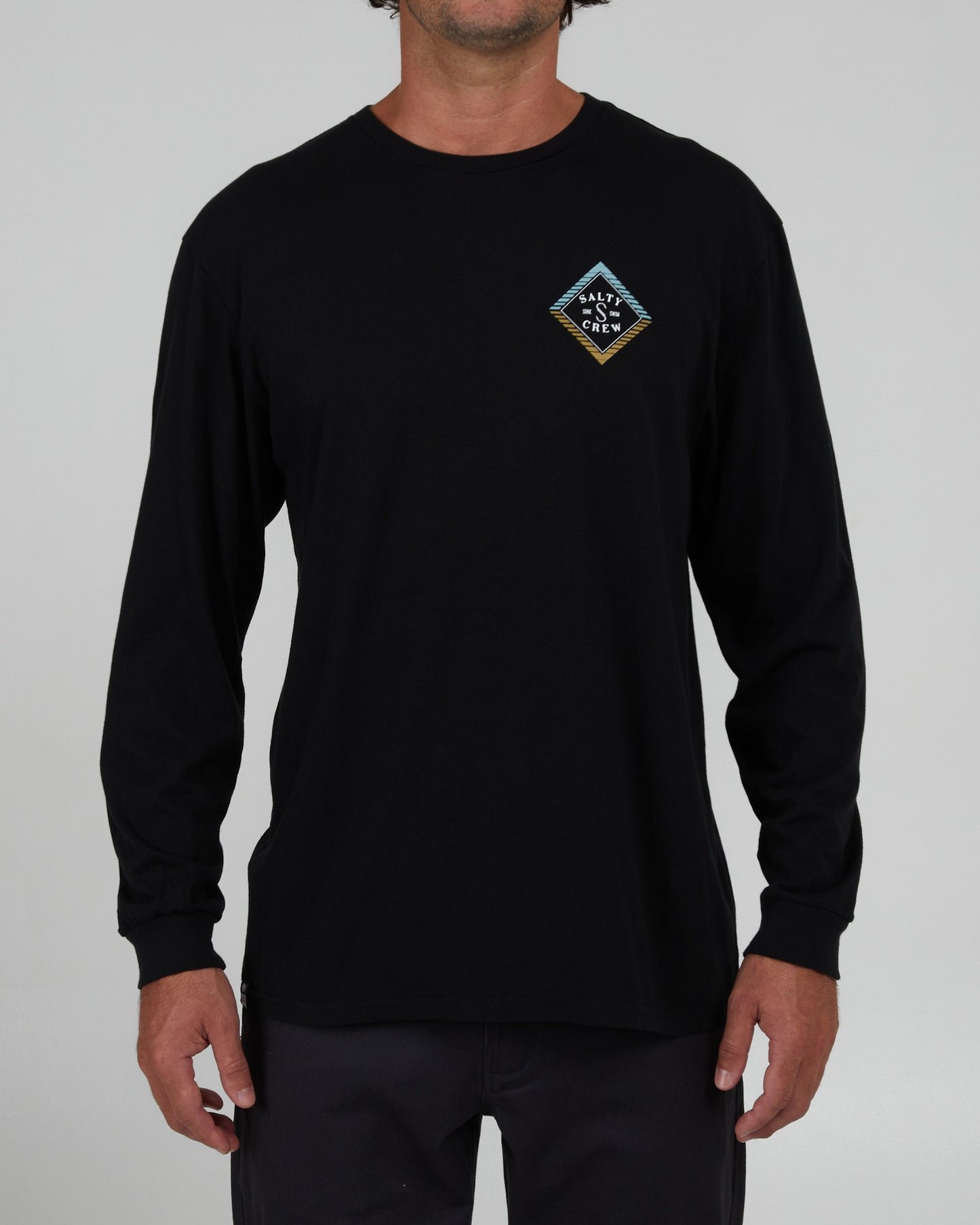 front view of Faded Black Black L/S Premium Tee