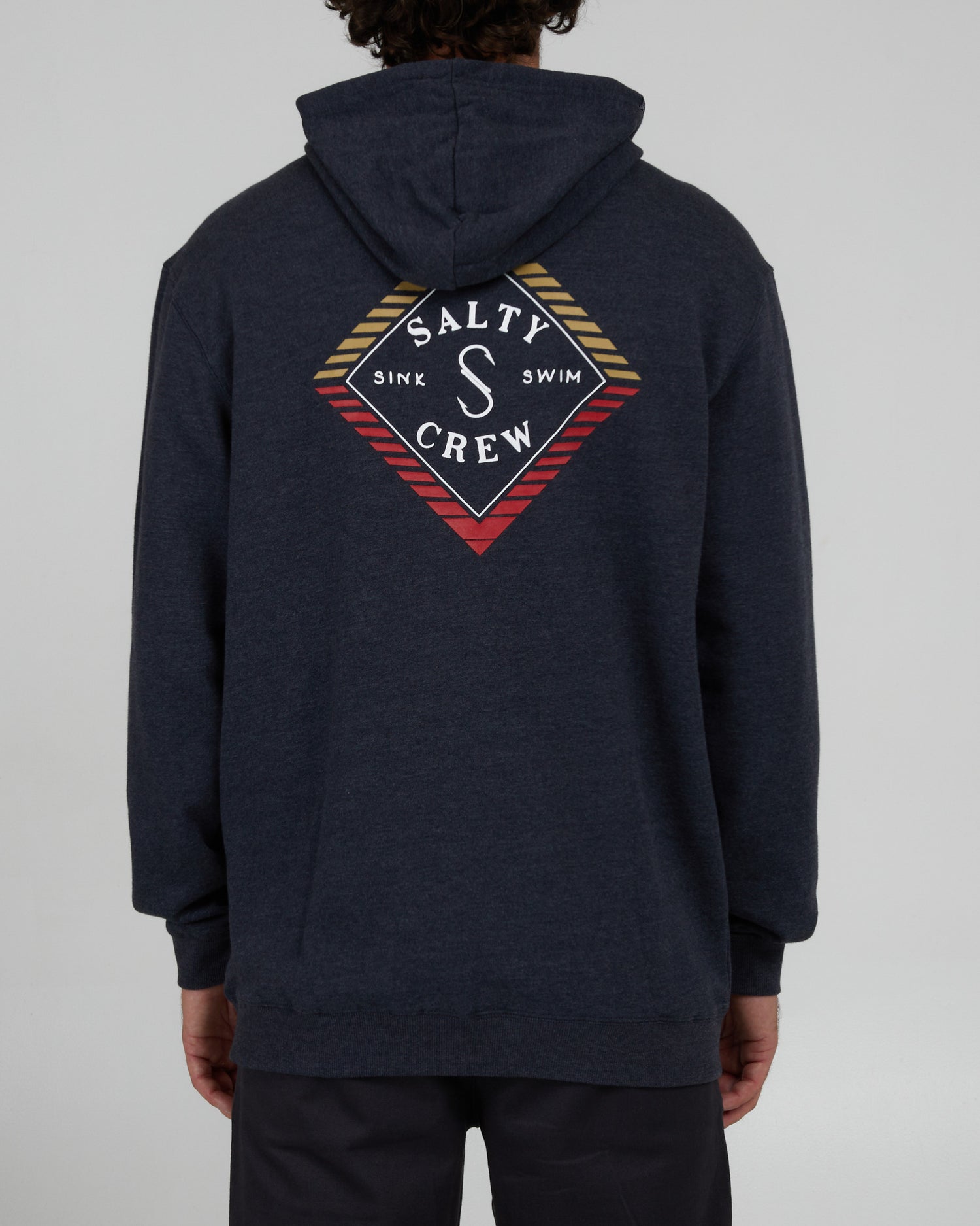 back view of Faded Navy Heather Zip Fleece