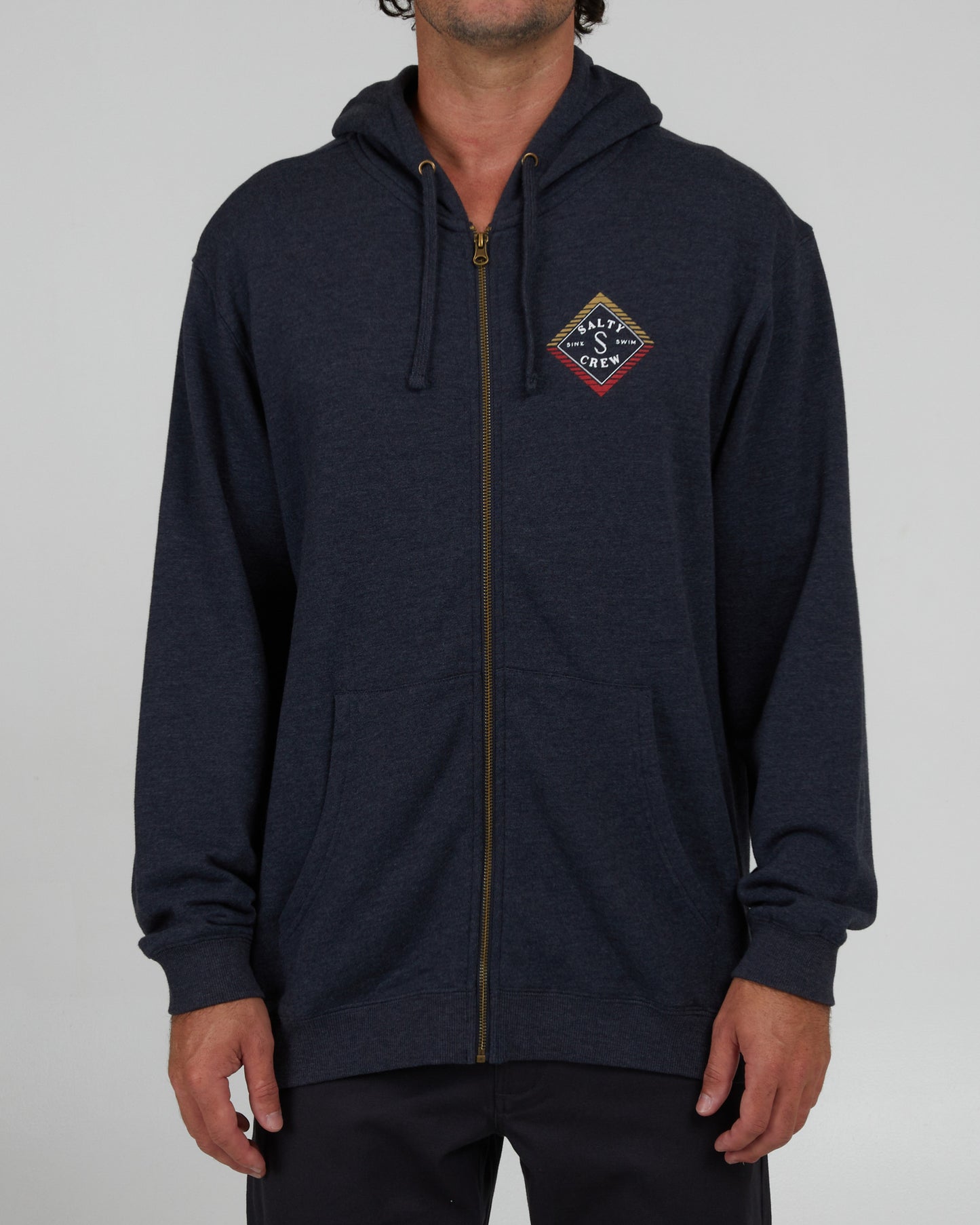 front view of Faded Navy Heather Zip Fleece