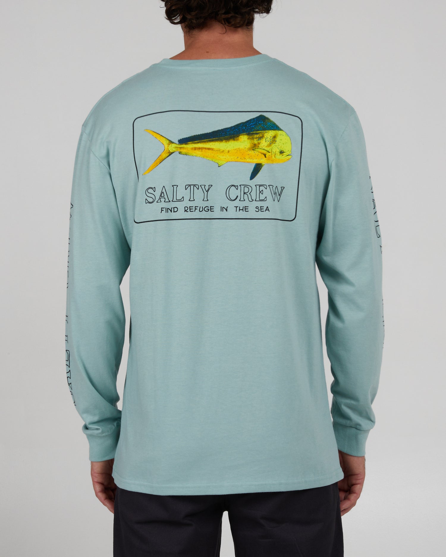 back view of Golden Mahi Mackerel L/S Premium Tee