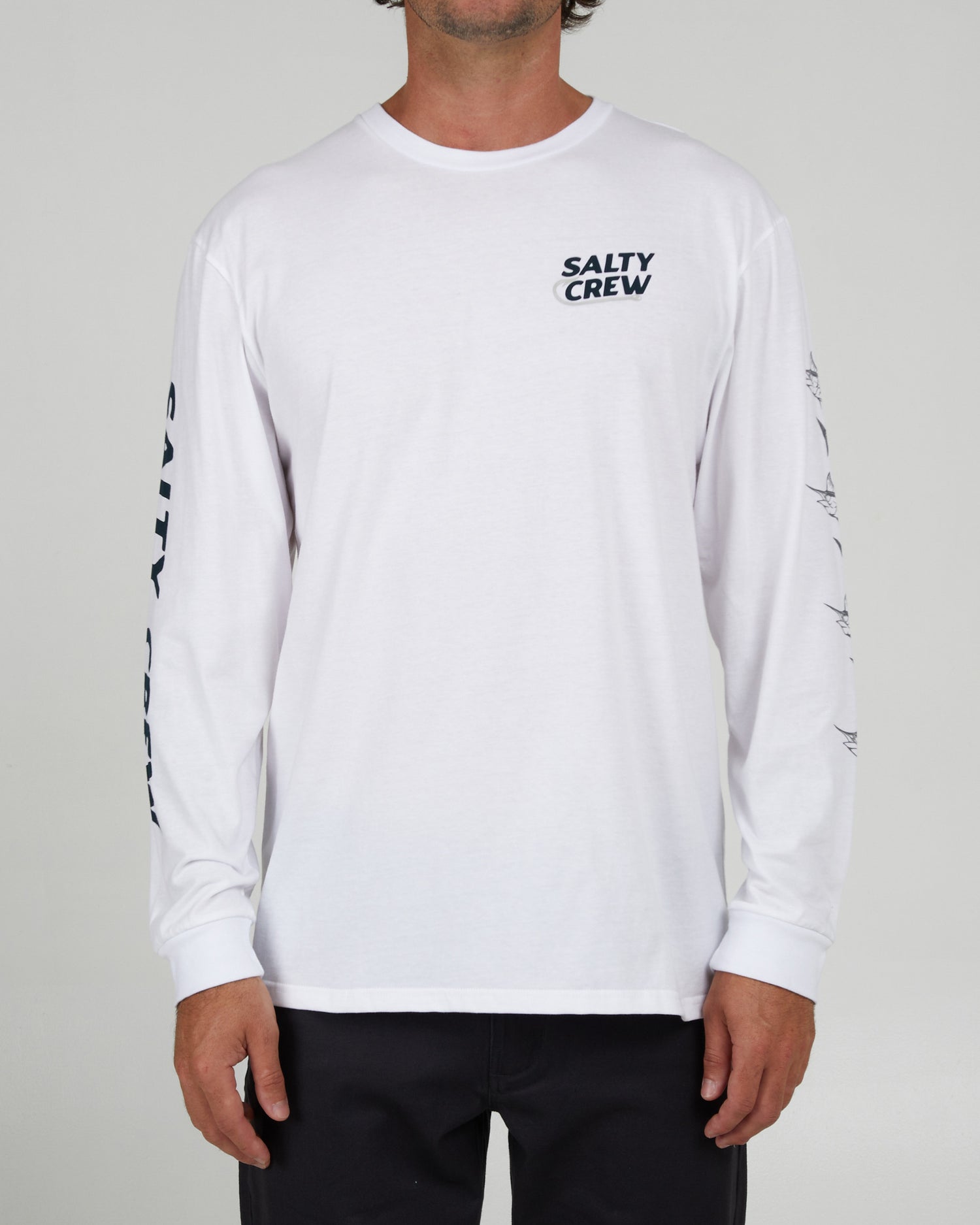 front view of Hook Up White L/S Premium Tee