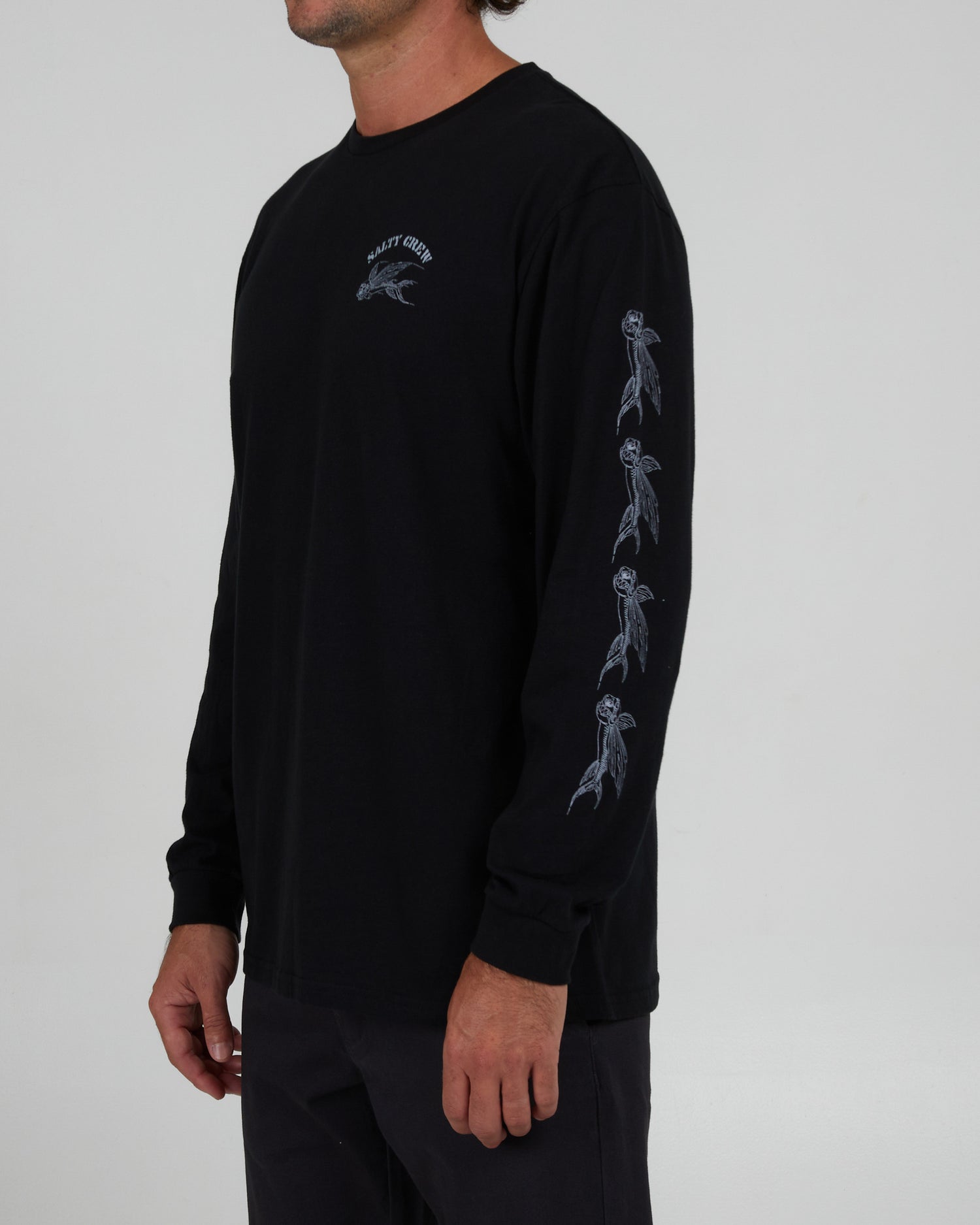 side view of Kamikaze Black L/S Premium Tee