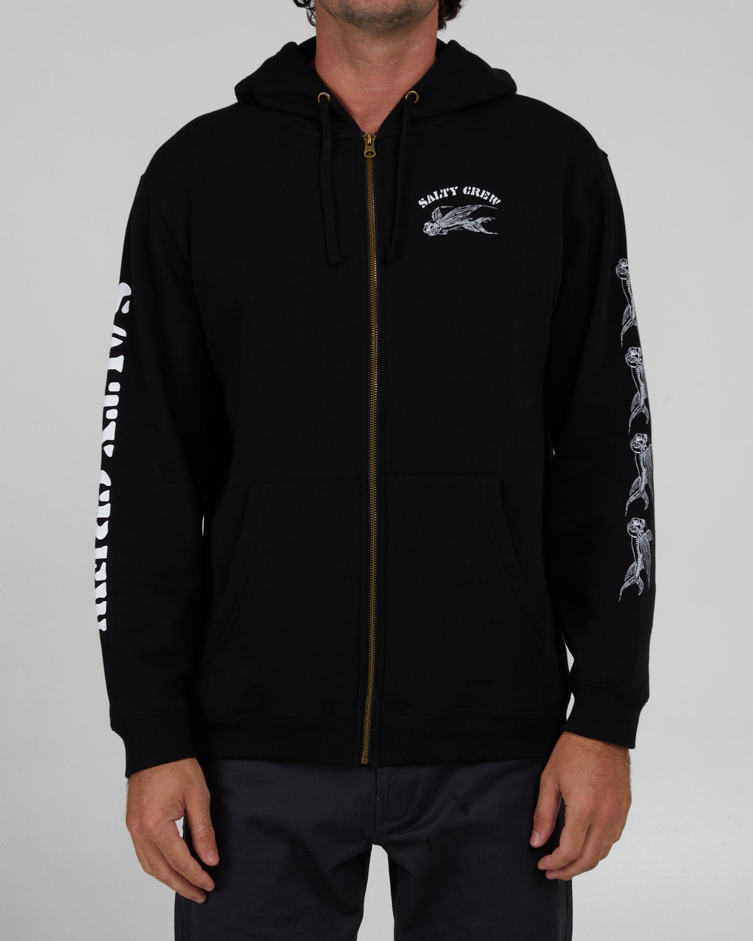 front view of Kamikaze Black Zip Fleece