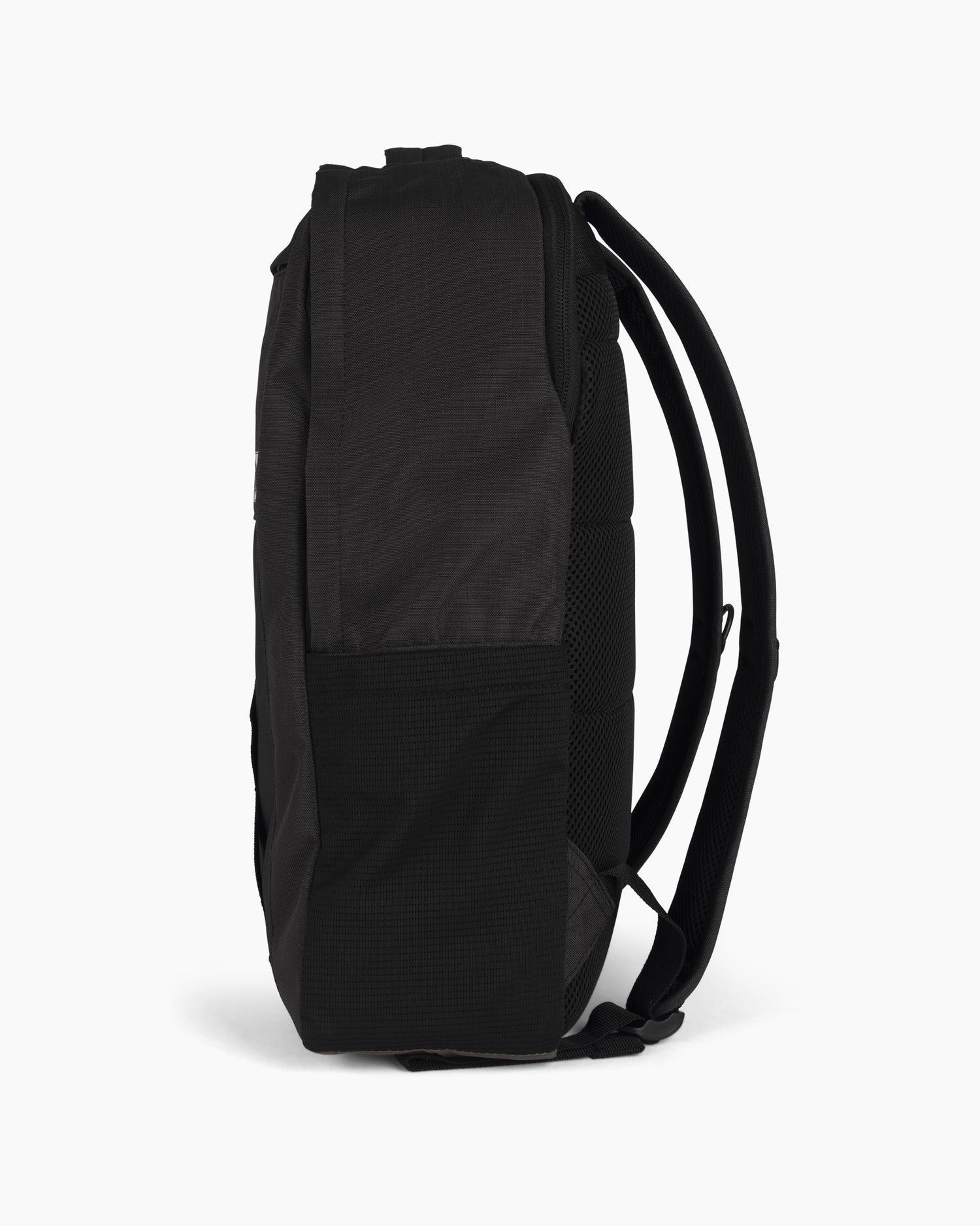 profile of Layover Black Backpack