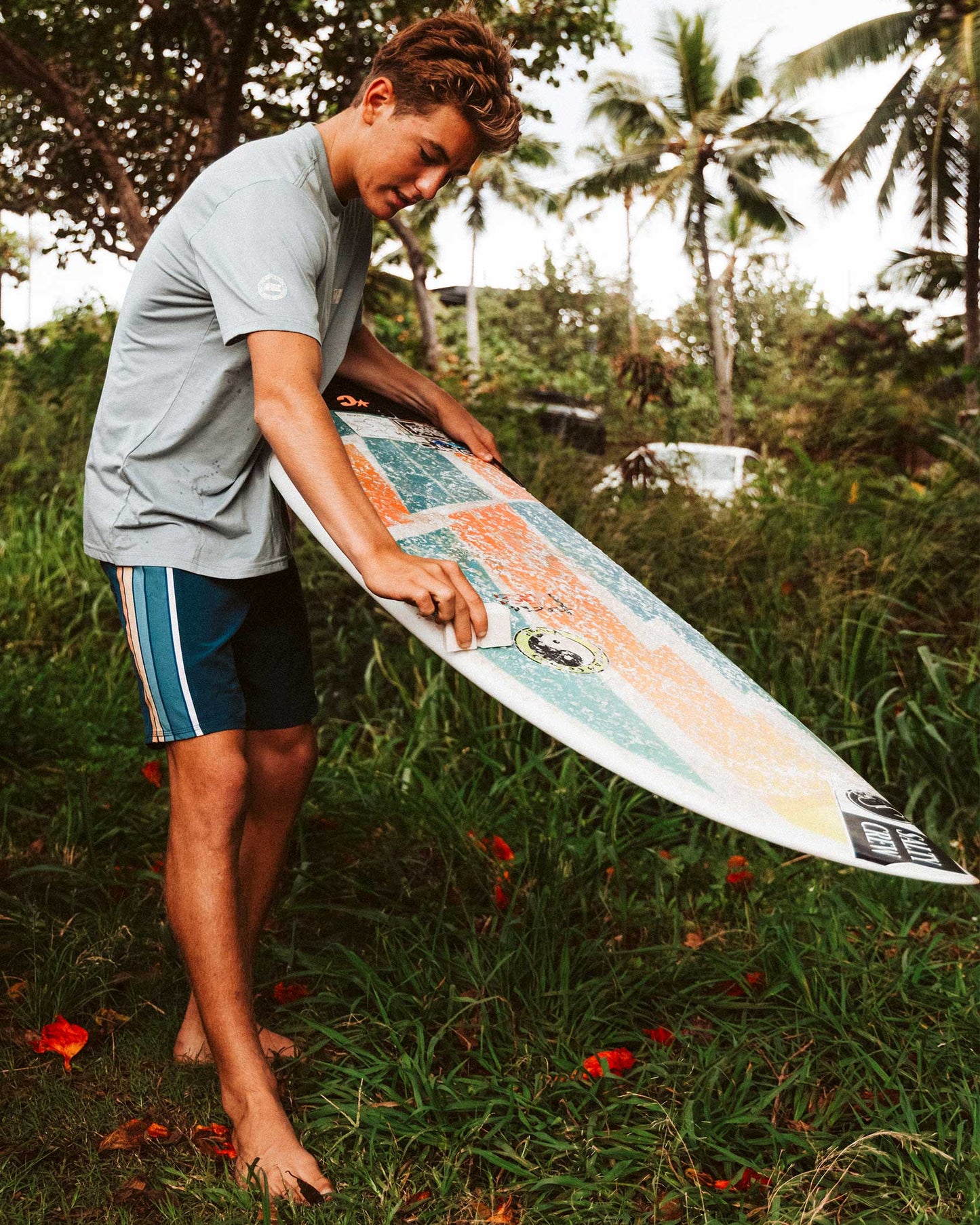 Lifestyle shot of the Sidebar Boardshort - Navy. 