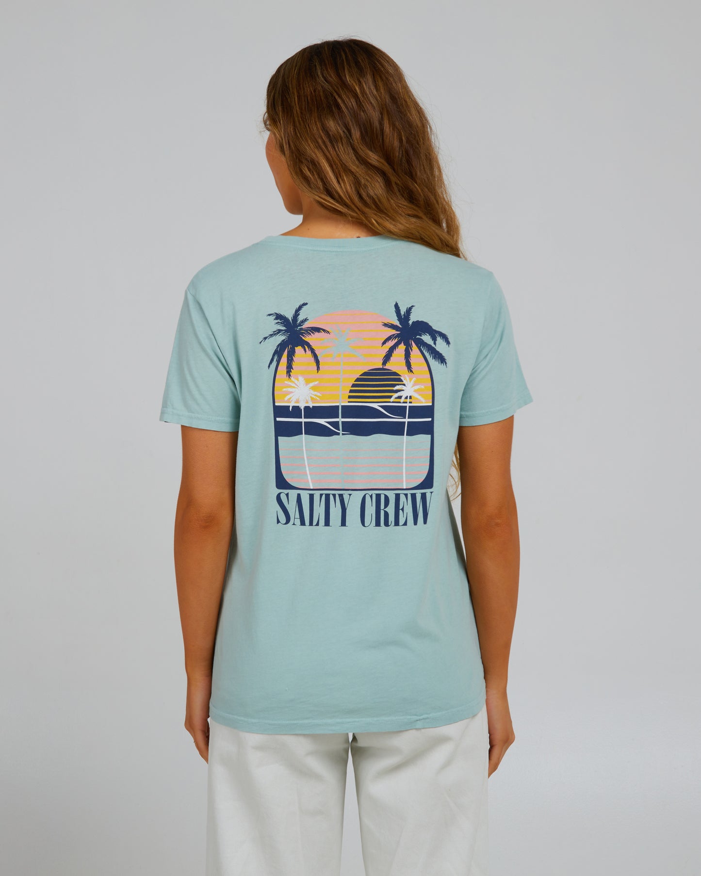 back view of Shades Cloud Blue Boyfriend Tee