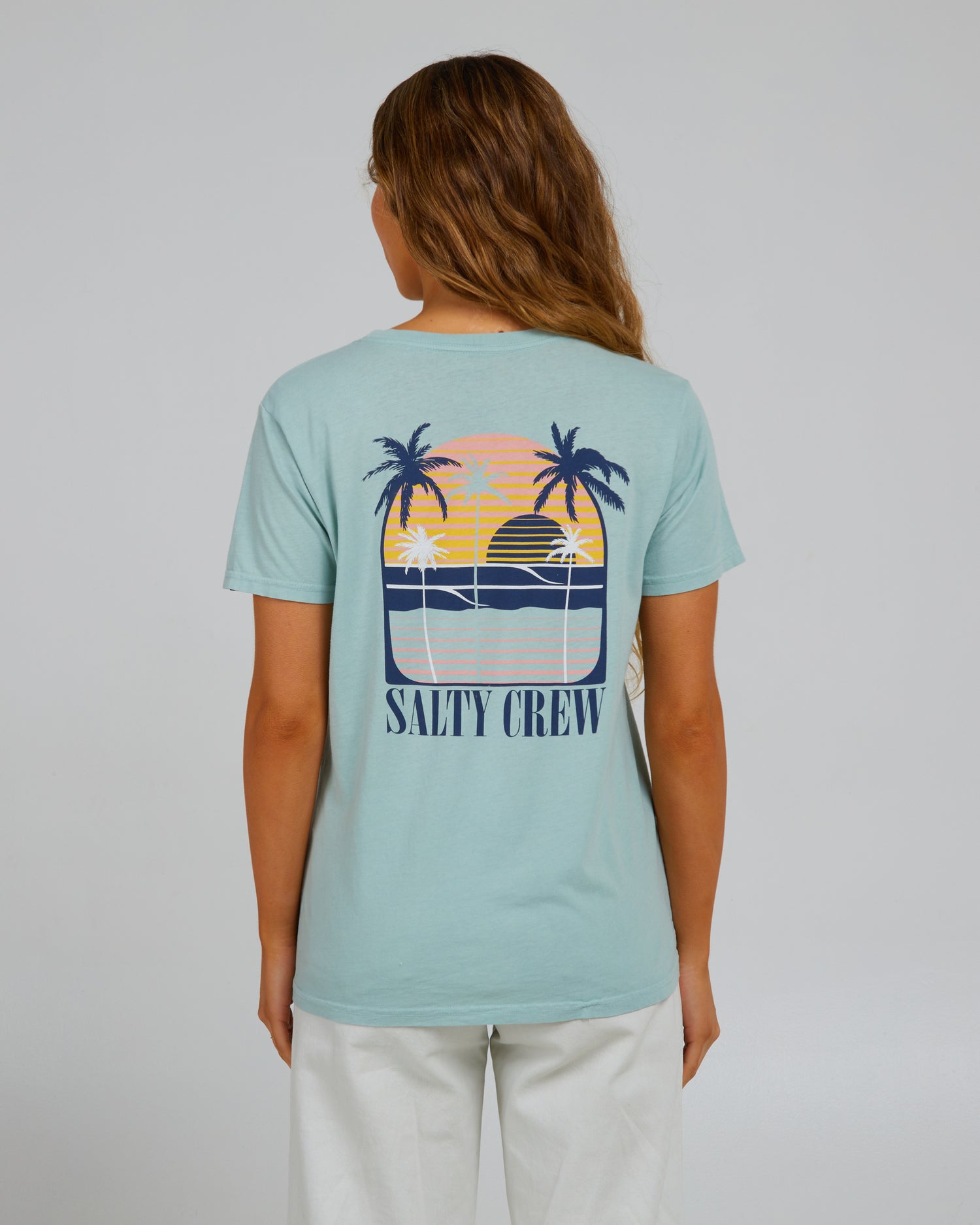 back view of Shades Cloud Blue Boyfriend Tee