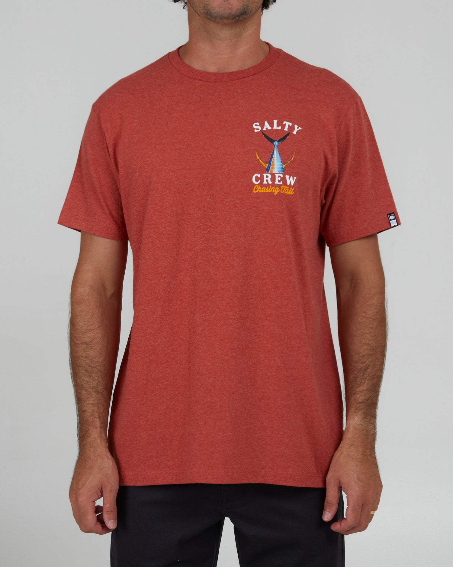 front view of Tailed Salmon Heather S/S Standard Tee