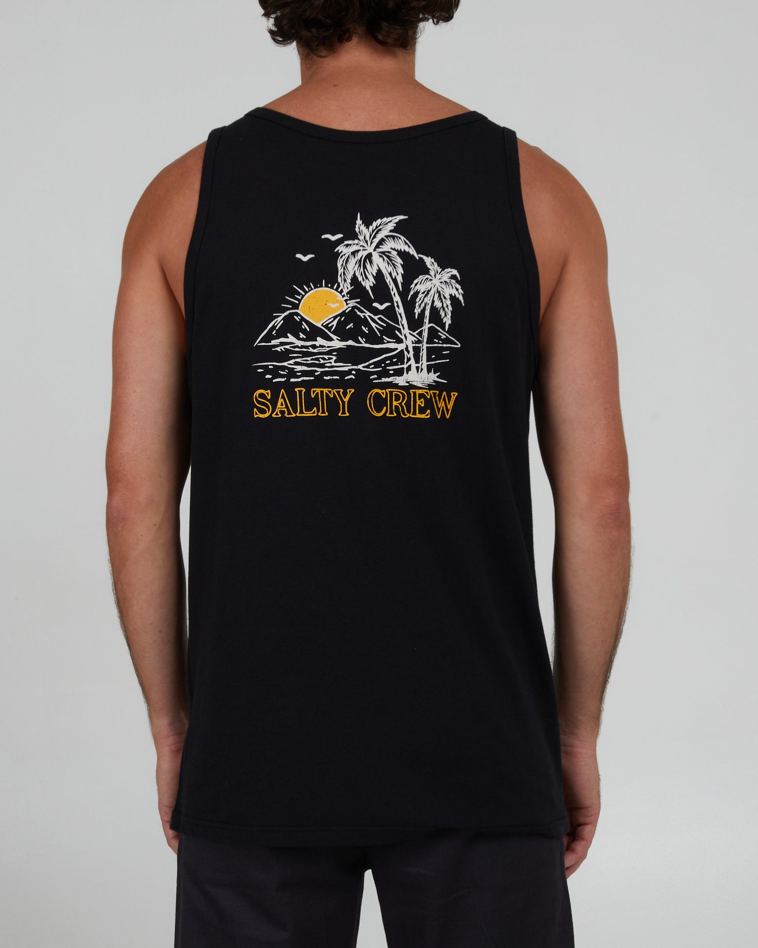 back view of Unwind Black Tank