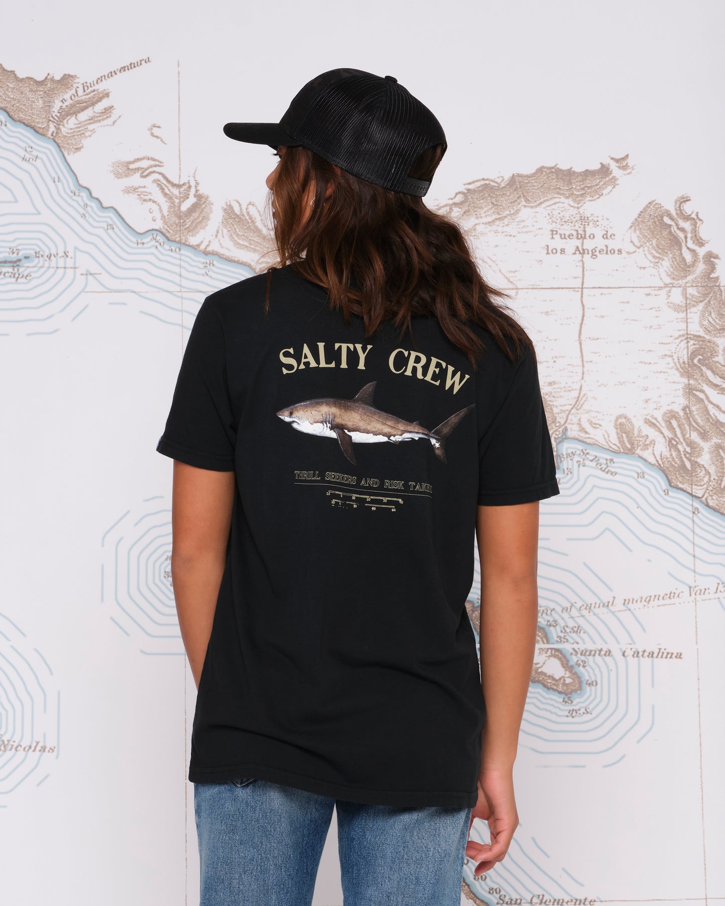 Salty Crew Women's Bruce Black Boyfriend Tee back